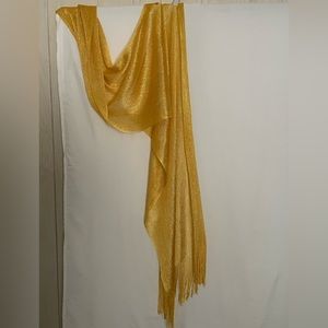 Long Silky Shimmering Yellow Scarf/ Wrap